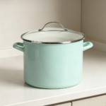 12-Quart Blue Enamel Steel Stock Pot with Lid