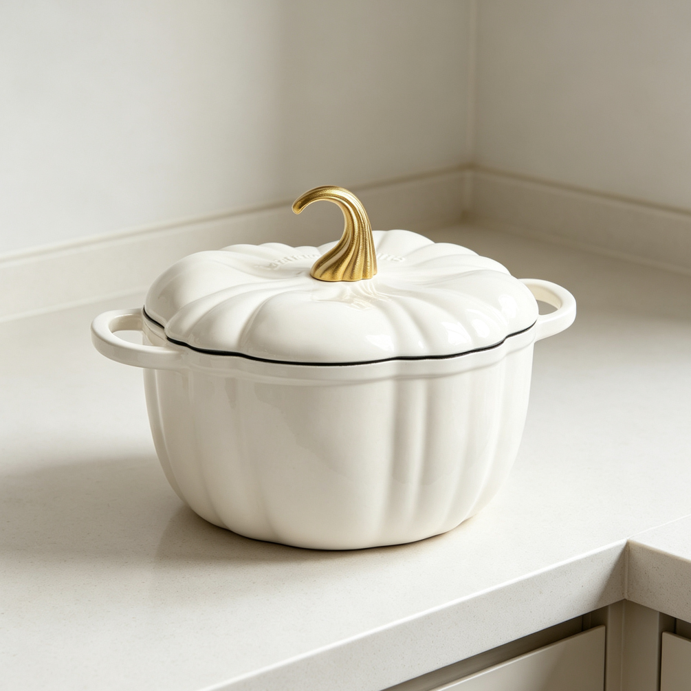 5.5-Quart White Pumpkin Enameled Cast Iron Dutch Oven