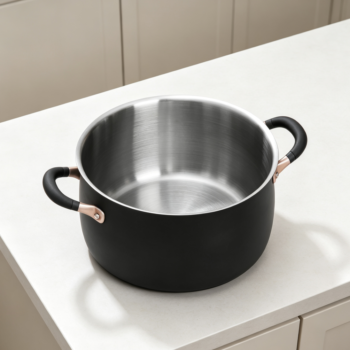 8-Quart Matte Black Stainless Steel Stockpot with Silicone Handles