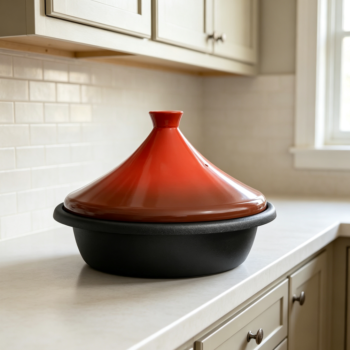 3.3-Quart Crimson Enameled Cast Iron Tagine Pot