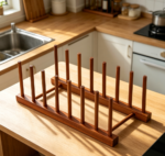 2-Pack 3-Tier Bamboo Corner Shelf with Plate and Spice Rack