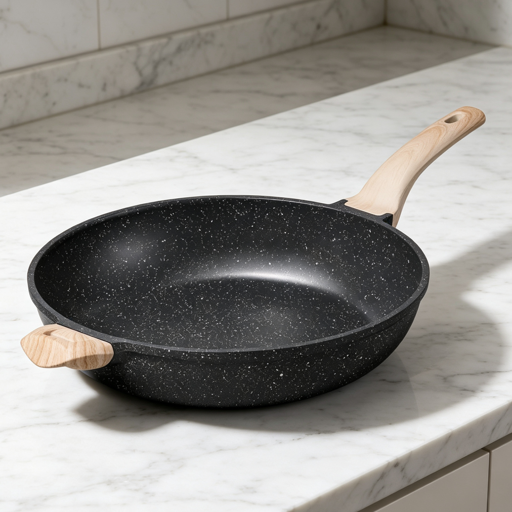 12.5-Inch Black Granite Nonstick Frying Pan